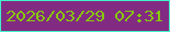 文字の大きさ：3、枠の色：40f3c9、背景の色：822b82、文字の色：87c80c 無料ブログパーツのブログ時計