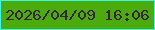 文字の大きさ：4、枠の色：40f6ec、背景の色：4bab0a、文字の色：3a2144 無料ブログパーツのブログ時計