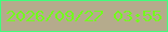 文字の大きさ：2、枠の色：40fe7b、背景の色：b5ab8c、文字の色：74fb1d 無料ブログパーツのブログ時計