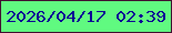 文字の大きさ：2、枠の色：410f30、背景の色：60fa80、文字の色：0e0295 無料ブログパーツのブログ時計