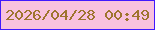 文字の大きさ：5、枠の色：4118fe、背景の色：f8c1de、文字の色：9e742e 無料ブログパーツのブログ時計