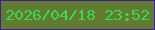 文字の大きさ：2、枠の色：4119ad、背景の色：617b2f、文字の色：38da51 無料ブログパーツのブログ時計