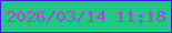 文字の大きさ：1、枠の色：411ddb、背景の色：20c785、文字の色：ae44d3 無料ブログパーツのブログ時計