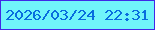 文字の大きさ：4、枠の色：4128e7、背景の色：70f4fa、文字の色：086dde 無料ブログパーツのブログ時計