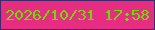 文字の大きさ：4、枠の色：41296f、背景の色：e72d81、文字の色：6fdc04 無料ブログパーツのブログ時計