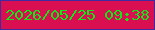 文字の大きさ：4、枠の色：412aa1、背景の色：d90f51、文字の色：13e616 無料ブログパーツのブログ時計