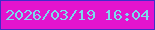 文字の大きさ：4、枠の色：412cc9、背景の色：e314ce、文字の色：7bdbec 無料ブログパーツのブログ時計