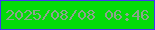 文字の大きさ：5、枠の色：4136f2、背景の色：03db08、文字の色：8ba38e 無料ブログパーツのブログ時計