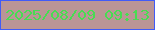 文字の大きさ：5、枠の色：415bf7、背景の色：ba9596、文字の色：48dc52 無料ブログパーツのブログ時計
