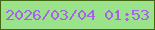 文字の大きさ：5、枠の色：416711、背景の色：9be38b、文字の色：a663e7 無料ブログパーツのブログ時計