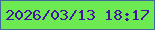 文字の大きさ：2、枠の色：41699c、背景の色：6dea52、文字の色：4117a1 無料ブログパーツのブログ時計