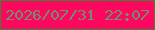 文字の大きさ：1、枠の色：41823a、背景の色：fe085f、文字の色：6d9272 無料ブログパーツのブログ時計