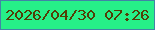 文字の大きさ：4、枠の色：4184a6、背景の色：26f088、文字の色：523e06 無料ブログパーツのブログ時計