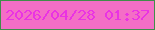 文字の大きさ：2、枠の色：418d4a、背景の色：f46ec6、文字の色：ea33e3 無料ブログパーツのブログ時計