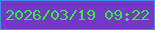 文字の大きさ：3、枠の色：418deb、背景の色：7438c6、文字の色：34eb43 無料ブログパーツのブログ時計