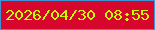 文字の大きさ：1、枠の色：4191d5、背景の色：d7062d、文字の色：c5fb03 無料ブログパーツのブログ時計