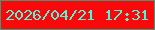 文字の大きさ：1、枠の色：41977a、背景の色：fc080a、文字の色：51f5dc 無料ブログパーツのブログ時計