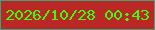 文字の大きさ：1、枠の色：41a075、背景の色：b92824、文字の色：3aff01 無料ブログパーツのブログ時計
