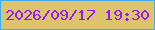 文字の大きさ：3、枠の色：41abef、背景の色：ddc46c、文字の色：941cf9 無料ブログパーツのブログ時計