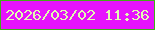 文字の大きさ：4、枠の色：41ae19、背景の色：e613fd、文字の色：e2fbb1 無料ブログパーツのブログ時計