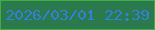 文字の大きさ：5、枠の色：41ae43、背景の色：2a7a4e、文字の色：3280da 無料ブログパーツのブログ時計