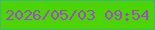 文字の大きさ：1、枠の色：41b774、背景の色：4cd404、文字の色：9d4bc9 無料ブログパーツのブログ時計