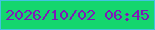 文字の大きさ：3、枠の色：41c3e1、背景の色：14d66e、文字の色：8018b7 無料ブログパーツのブログ時計