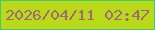 文字の大きさ：2、枠の色：41ca73、背景の色：b9d919、文字の色：9d6b77 無料ブログパーツのブログ時計