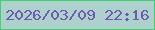 文字の大きさ：3、枠の色：41d36a、背景の色：afd1ce、文字の色：6d5bb0 無料ブログパーツのブログ時計