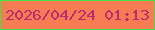 文字の大きさ：2、枠の色：41e443、背景の色：f67c54、文字の色：b92c70 無料ブログパーツのブログ時計