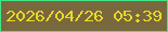 文字の大きさ：3、枠の色：41e58a、背景の色：79683e、文字の色：e7db25 無料ブログパーツのブログ時計