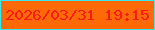 文字の大きさ：2、枠の色：41e5ed、背景の色：ff6a07、文字の色：f91e14 無料ブログパーツのブログ時計