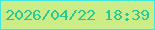 文字の大きさ：4、枠の色：41e7df、背景の色：ccec88、文字の色：29c996 無料ブログパーツのブログ時計