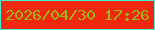文字の大きさ：1、枠の色：41f2d7、背景の色：f2270f、文字の色：9bb817 無料ブログパーツのブログ時計