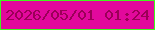 文字の大きさ：4、枠の色：41f61d、背景の色：e2099c、文字の色：9b0057 無料ブログパーツのブログ時計