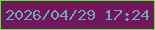 文字の大きさ：4、枠の色：41f918、背景の色：73155f、文字の色：66acaa 無料ブログパーツのブログ時計