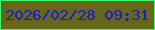 文字の大きさ：1、枠の色：41fa73、背景の色：686618、文字の色：131dd2 無料ブログパーツのブログ時計