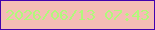 文字の大きさ：5、枠の色：4202ae、背景の色：f4bdb5、文字の色：b1f87b 無料ブログパーツのブログ時計