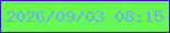 文字の大きさ：3、枠の色：420bbb、背景の色：66f755、文字の色：6cb0ec 無料ブログパーツのブログ時計