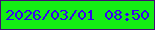 文字の大きさ：1、枠の色：420d73、背景の色：14ee14、文字の色：3600f1 無料ブログパーツのブログ時計