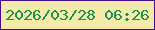 文字の大きさ：5、枠の色：420d91、背景の色：f4ebaa、文字の色：198f50 無料ブログパーツのブログ時計
