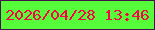 文字の大きさ：3、枠の色：421449、背景の色：56fc39、文字の色：f70546 無料ブログパーツのブログ時計