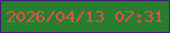 文字の大きさ：3、枠の色：421c79、背景の色：287e2e、文字の色：e55045 無料ブログパーツのブログ時計