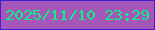 文字の大きさ：2、枠の色：421cd6、背景の色：a556b9、文字の色：09f382 無料ブログパーツのブログ時計