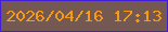 文字の大きさ：2、枠の色：421ed8、背景の色：745952、文字の色：f69b18 無料ブログパーツのブログ時計