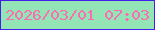 文字の大きさ：5、枠の色：421fea、背景の色：94e5b6、文字の色：fa6db3 無料ブログパーツのブログ時計