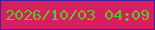 文字の大きさ：2、枠の色：4220a6、背景の色：d91d61、文字の色：5dc624 無料ブログパーツのブログ時計