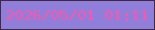 文字の大きさ：5、枠の色：422941、背景の色：8f7fda、文字の色：f558ae 無料ブログパーツのブログ時計