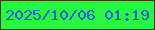 文字の大きさ：5、枠の色：423601、背景の色：29f843、文字の色：2a5ae0 無料ブログパーツのブログ時計