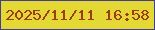 文字の大きさ：1、枠の色：423d95、背景の色：e4d934、文字の色：9d3d17 無料ブログパーツのブログ時計